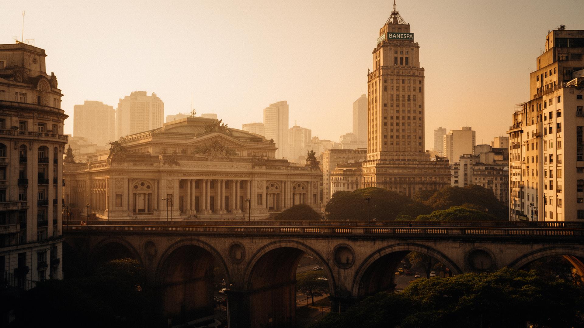 Centro Histórico de São Paulo ao entardecer